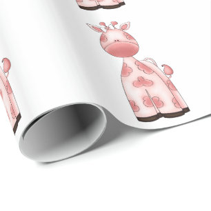 Härlig flickarosagiraff presentpapper