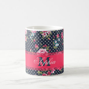 Härlig för trendig för vintagemonogram flickaktigt kaffemugg
