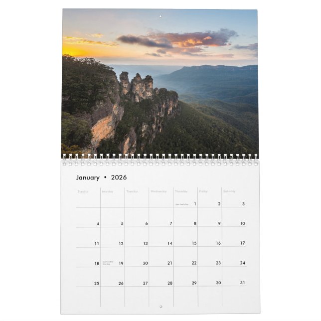 Härlig fotokalender Sydney och blåttberg Kalender (Jan 2026)