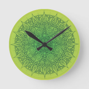 Härlig grön orientalisk design rund klocka