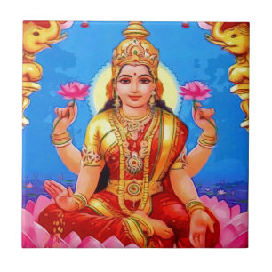 Härlig guld- Lakshmi Diwali gudinna Kakelplatta