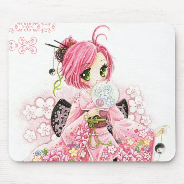 Härlig japansk flicka i Kimono Musmatta (Framsidan)