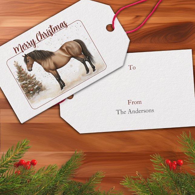 Härlig jul häst Personlig Presentetikett (Horse Merry Christmas Personalized Gift Tags)
