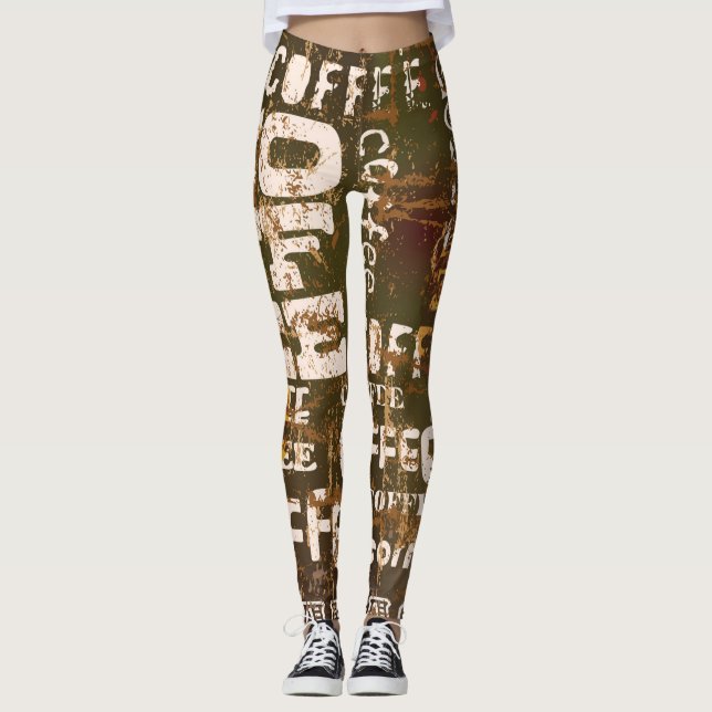 Härlig kaffeespressodamasker leggings (Framsida)