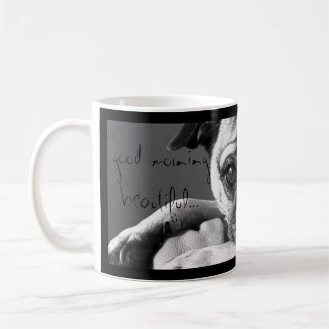 Härlig kaffemugg för bra morgon med Roxy thePug (Vänster)