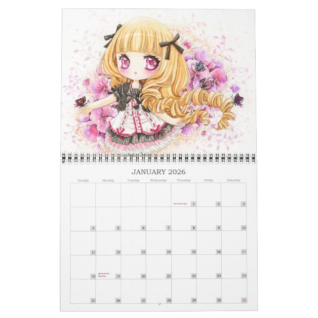 Härlig kalender 2013 för animechibiflickor (Jan 2026)