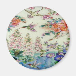 Härlig konst för Hummingbirdsblommamålat glass Magnet