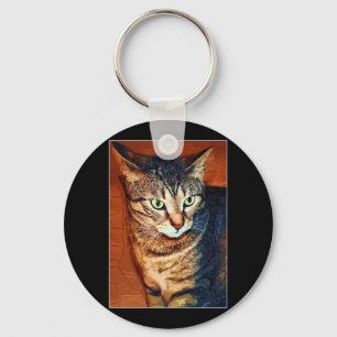 Härlig konstnärlig tabby katt nyckelring