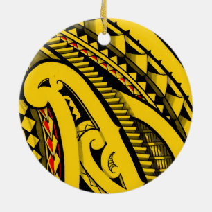 Härlig kulör Maori Polynesia tatueringdesign Julgransprydnad Keramik