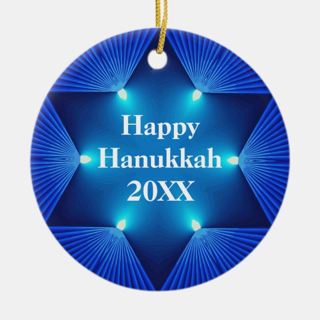 Härlig lycklig Hanukkah 20XX prydnad Julgransprydnad Keramik (Framsidan)