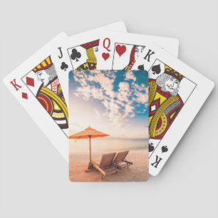 Härlig Maldiverna strandsolnedgång Casinokort