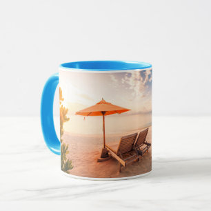 Härlig Maldiverna strandsolnedgång Mugg
