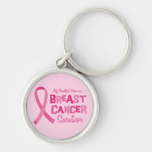 Härlig mammabröstcancer överlevande Keychains Rund Silverfärgad Nyckelring