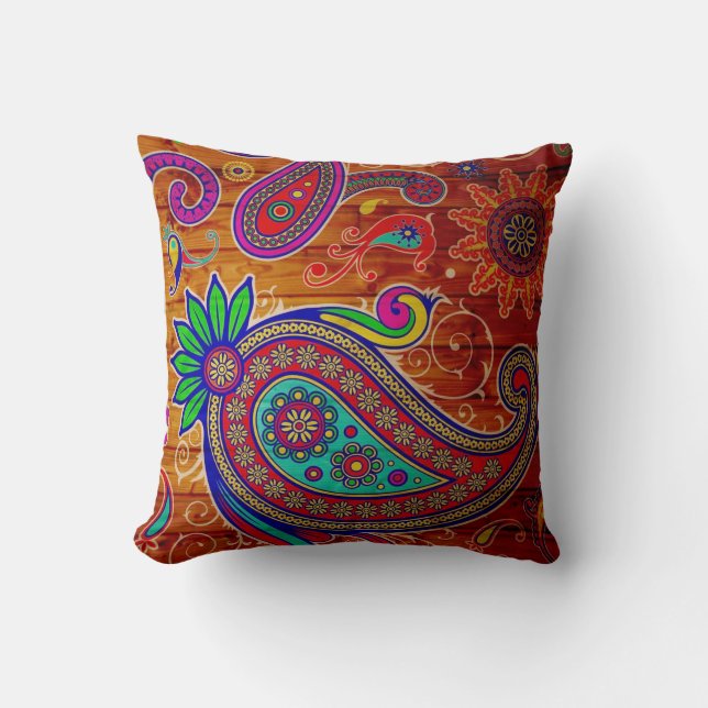 Härlig mång- färgpaisley design kudde (Framsida)