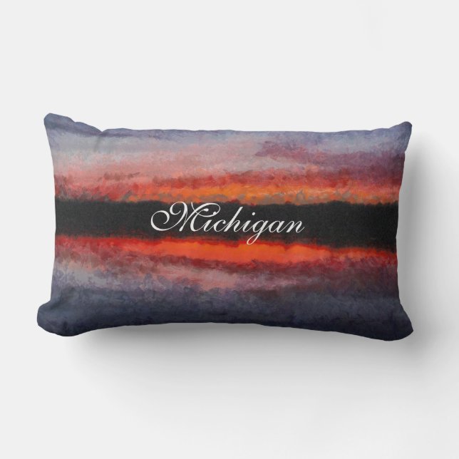 Härlig Michigan solnedgång Lumbarkudde (Framsida)
