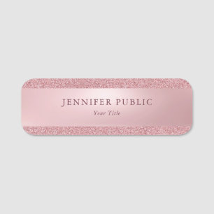Härlig modern rosa guld- flott glittermall namnbricka