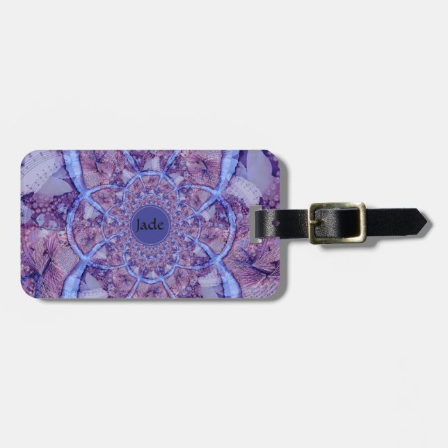 Härlig monogrammed purpurfärgad kaleidoscope bagagebricka (Horisontell Framsida)