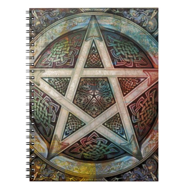 Härlig och färgrik Pagan Pentacle Anteckningsbok (Framsidan)