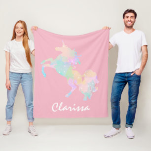 Härlig och färgrik unicorn fleecefilt