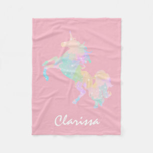Härlig och färgrik unicorn fleecefilt