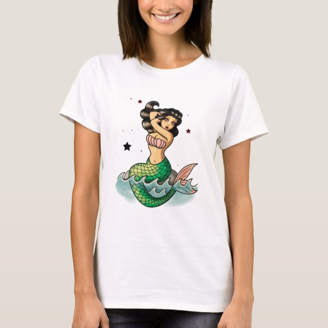 Härlig old schoolsjöjungfru t-shirt (Framsida)
