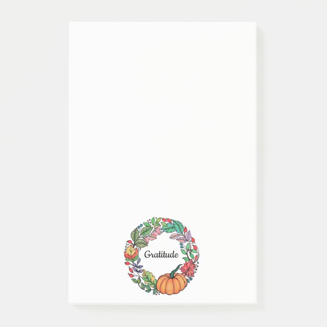 Härlig pumpakran för vattenfärg med löv post-it block (Framsida)