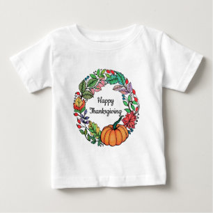Härlig pumpakran för vattenfärg med löv tee shirt