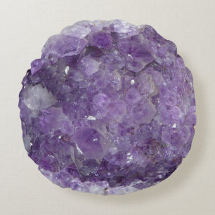 Härlig purpurfärgad Amethyst som läker kristall Rund Kudde