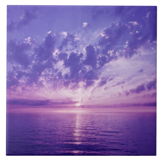 Härlig purpurfärgad solnedgång kakelplatta (Framsidan)