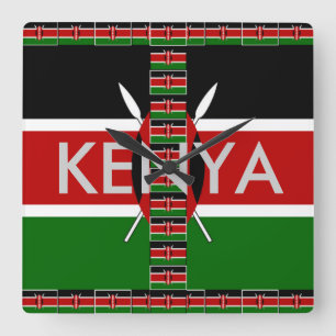 Härlig ramar för Kenya Seamless flaggorgräns Fyrkantig Klocka