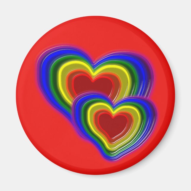 härlig regnbågshjärta magnet (Framsidan)
