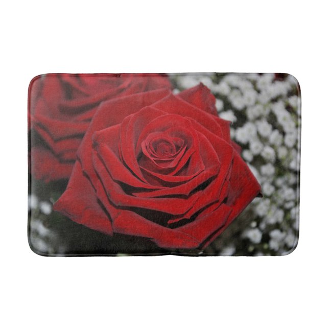 Härlig röd ros badrumsmatta (Framsidan)