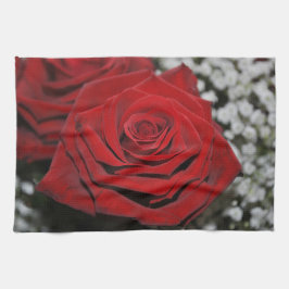 Härlig röd ros kökshandduk