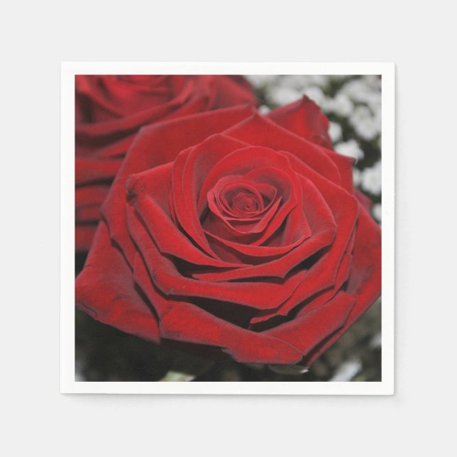 Härlig röd ros pappersservett (Framsidan)