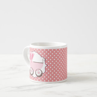 Härlig rosa barnvagnbaby shower espressomugg