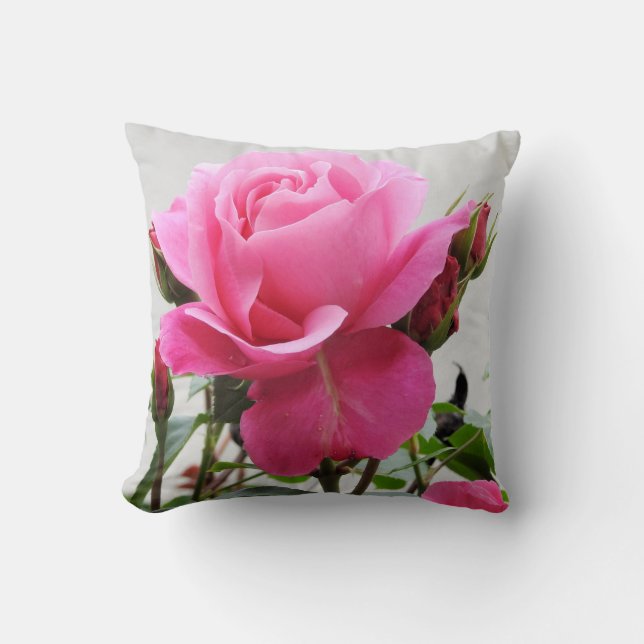 Härlig rosa ros kudde (Framsida)