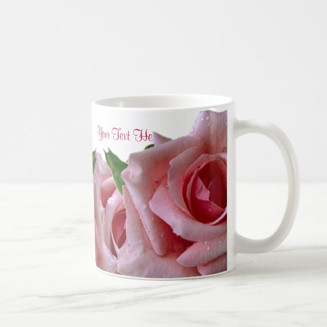 Härlig rosa rosdesign kaffemugg (Höger)