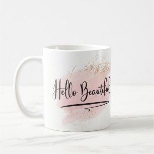 Härlig rosa vattenfärgmugg för hejer kaffemugg