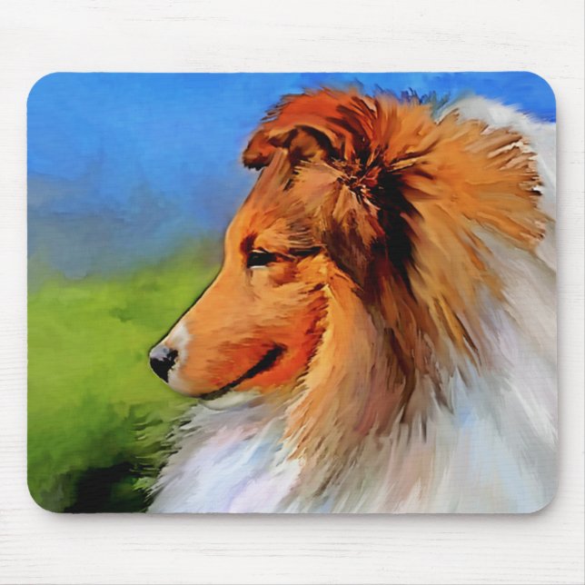 Härlig Sheltie konst Mousepad Musmatta (Framsidan)