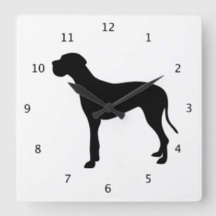 Härlig silhouette för great danehundsvart fyrkantig klocka