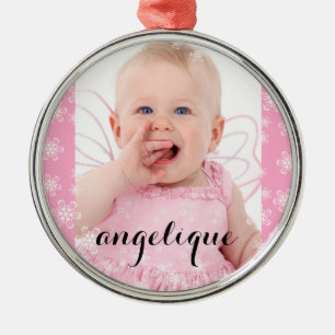 Härlig snöflingor för babyfotojul julgransprydnad metall