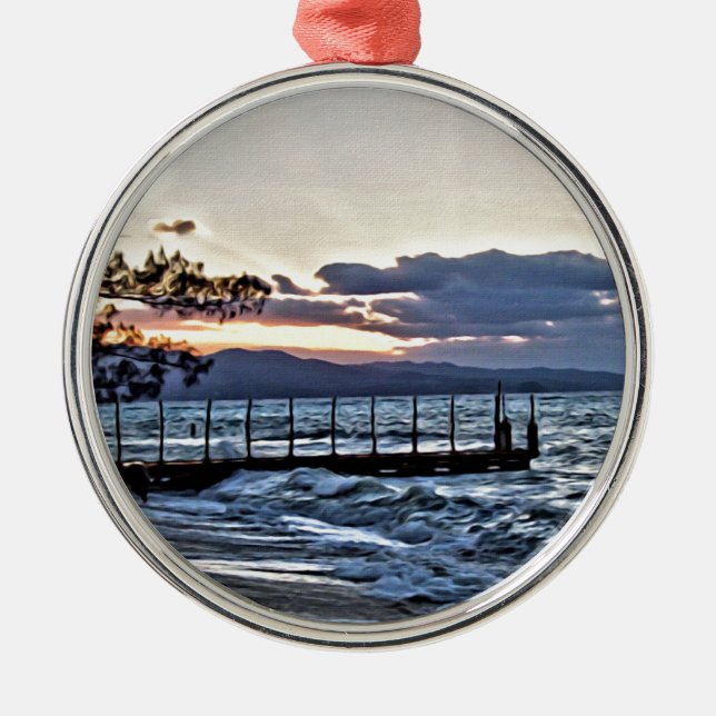 Härlig solnedgång i Montego Bay, Jamaica Julgransprydnad Metall (Framsidan)