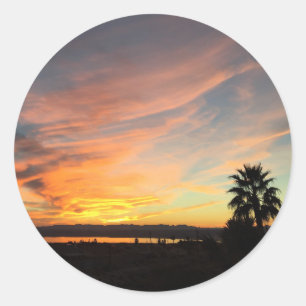 Härlig solnedgång över Lake Havasu Runt Klistermärke
