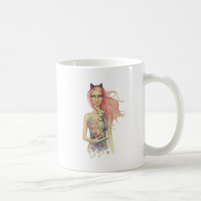 Härlig Sphinxkatt och flicka Kaffemugg (Höger)