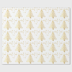 Härlig starry metallisk guld- julgran presentpapper