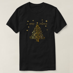 Härlig starry metallisk guld- julgran t shirt