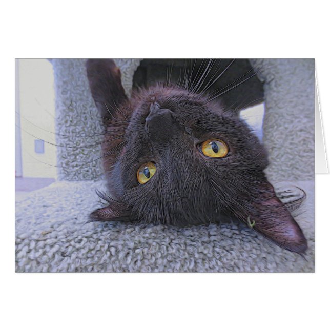 Härlig svart katt hälsningskort (Framsidan Horizontal)