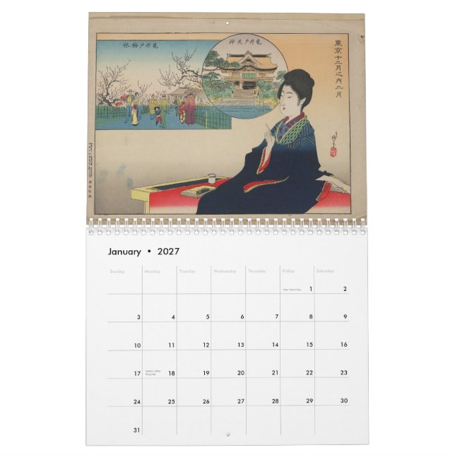 Härlig tryckkalender för japan 2012 kalender (Jan 2027)