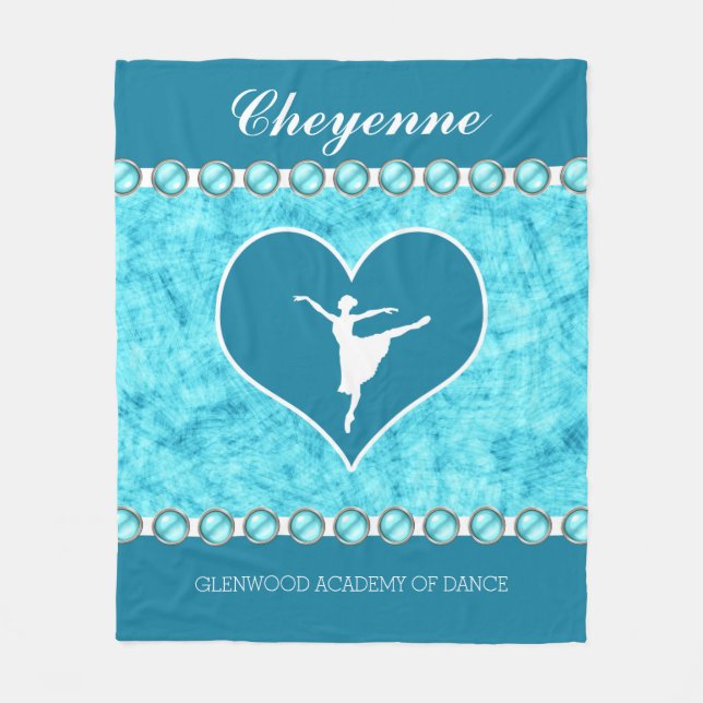 Härlig turkosdansare med monogramen fleecefilt (Framsidan)