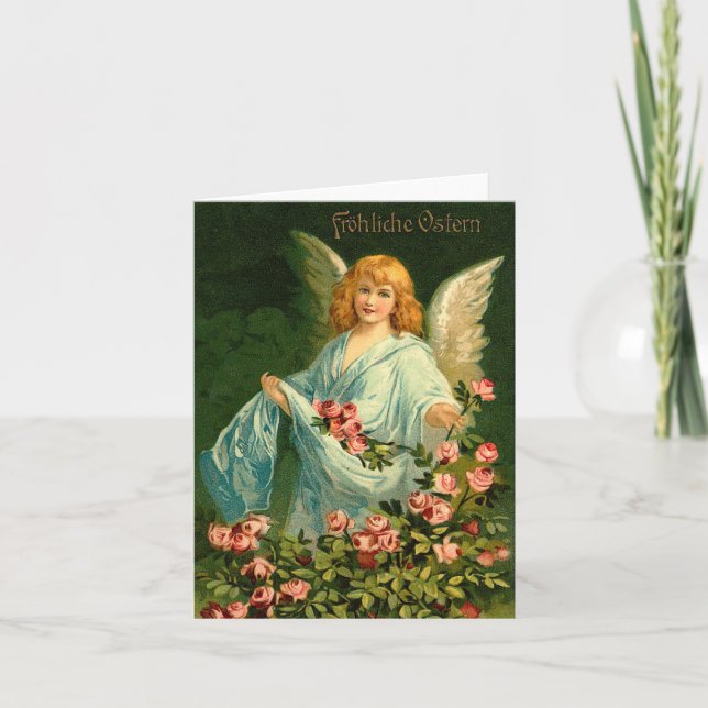 Härlig tysk vintagepåskängel helgkort (Framsida)